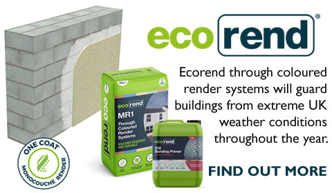 EcoRend — through coloured render systems that guard buildings from extreme UK weather conditions throughout the year. One coat monocouche render.