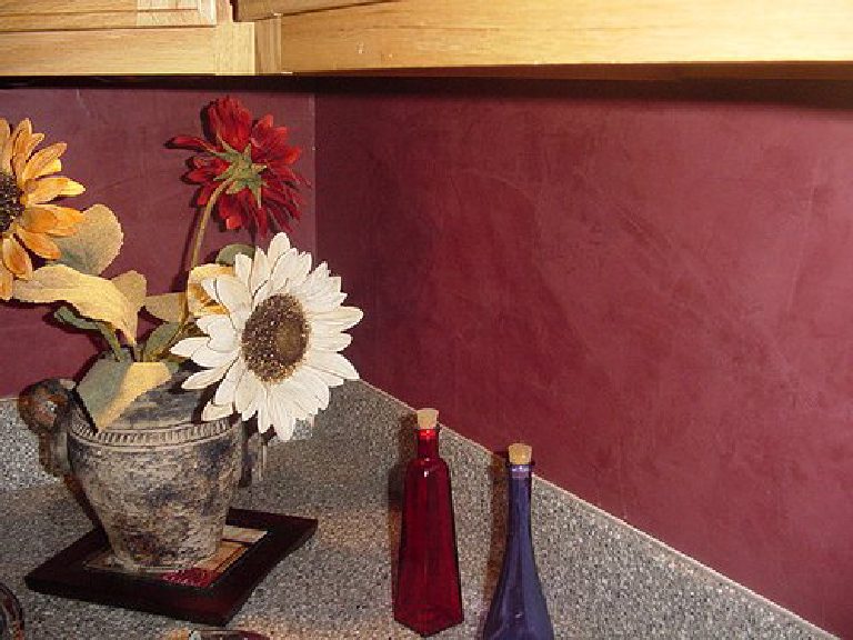 A deep burgundy Marmorino from the early days, soft-clouded rather than flat.