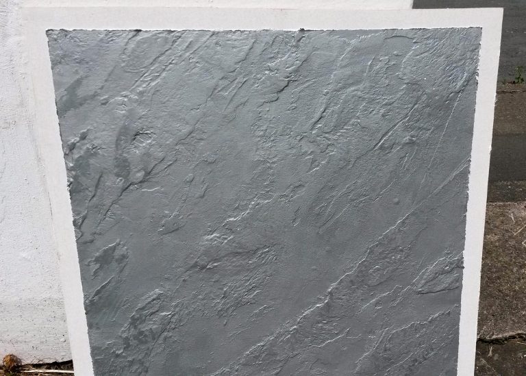 Rilievo plaster with Cadoro Argento over it — sample board.