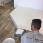 The plinth being plastered before the salon opened