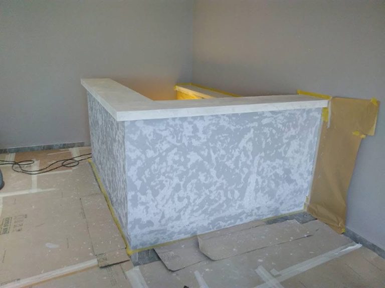 First textured coats going onto the bar front