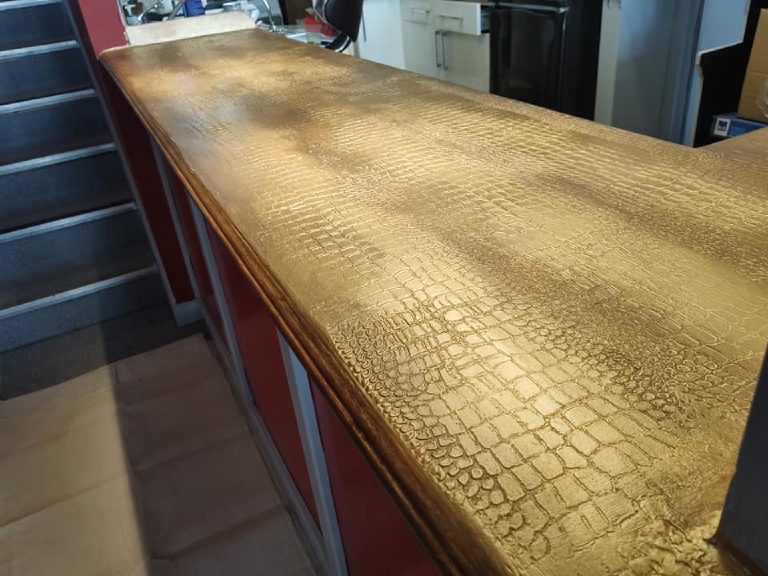 Gold & Bronze Crocodile Print Bar Top