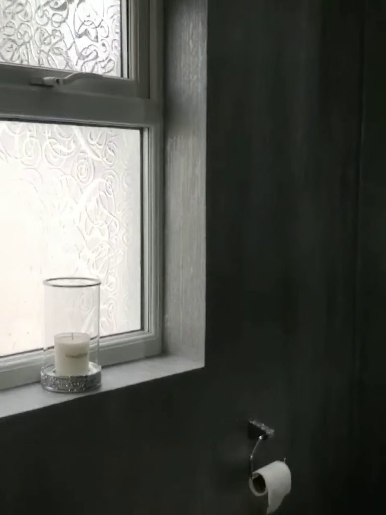 The window reveal with the plaster taken right up to the frame