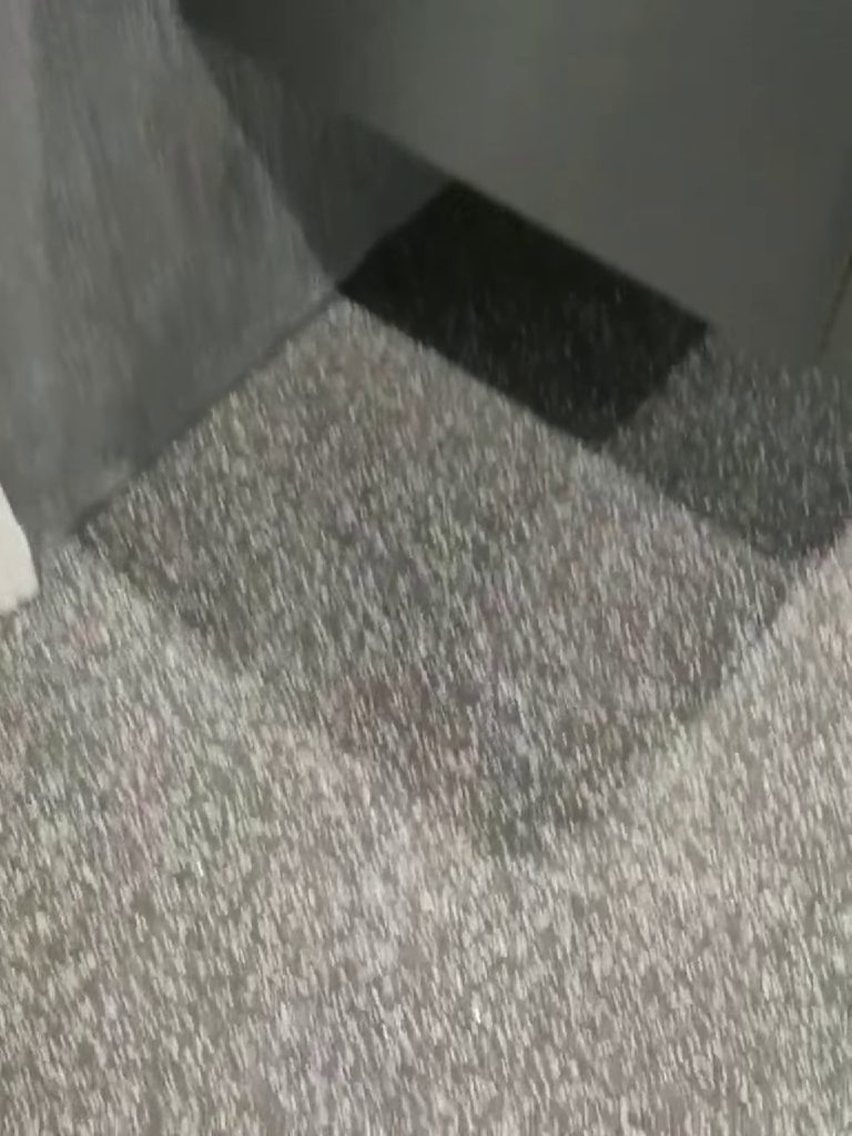The crystal quartz floor running into the corner of the room