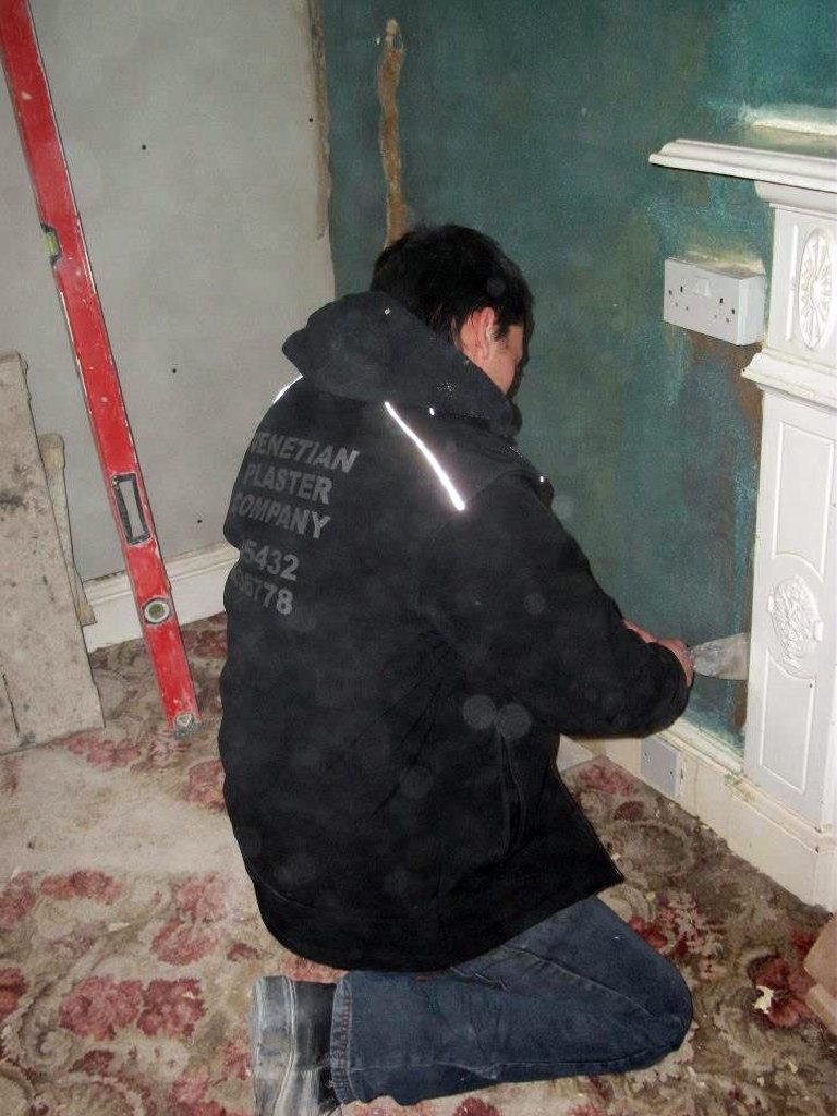 Detailed preparation around the fireplace