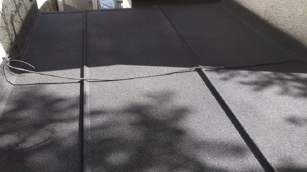 The finished roof looking down across the panel joints