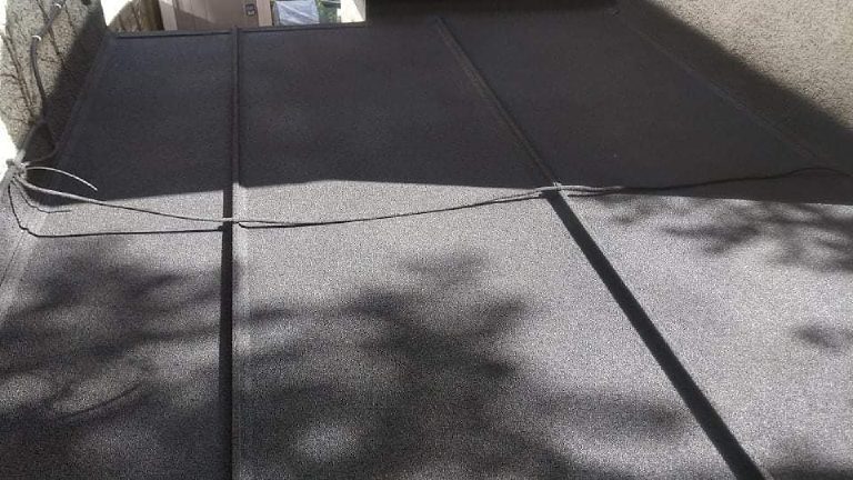 Looking down the finished roof across the joints between the panels