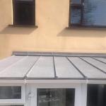 The finished roof seen head-on from the garden