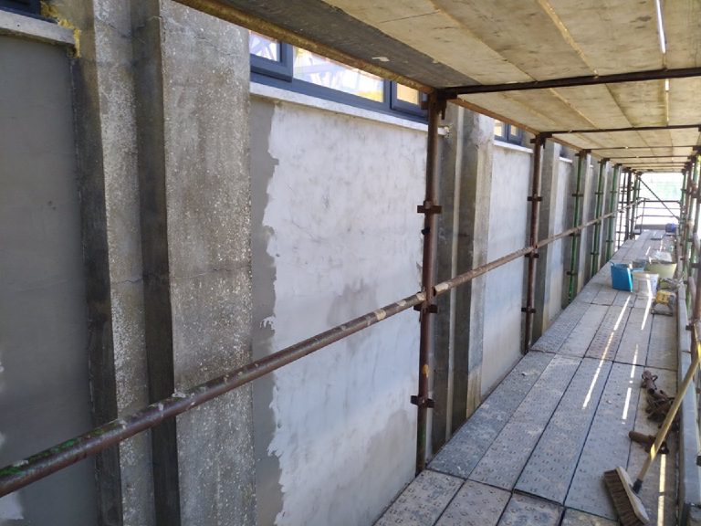 Patched and made-good walls ready for the cork render
