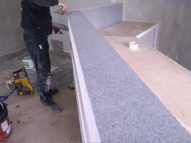The bespoke counter being worked on before the salon was fitted out