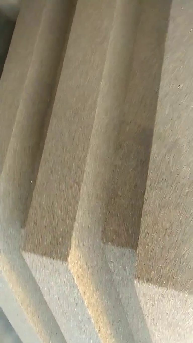 The stepped edges of the counter in Crystal Quartz with glitter