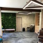 The salon floor, moss wall and washing station