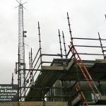 Scaffolding with the Venetian Plaster Company sign at Manx Radio