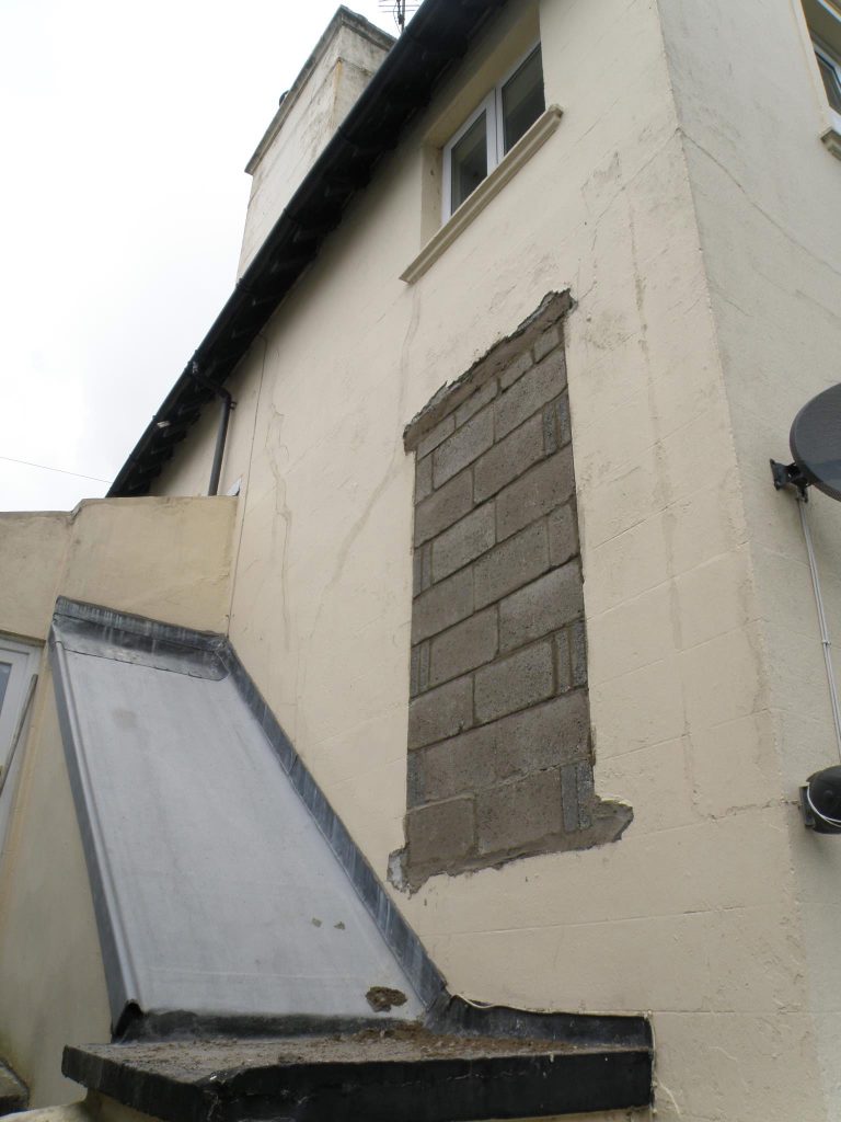 Redundant opening blocked up in blockwork before rendering
