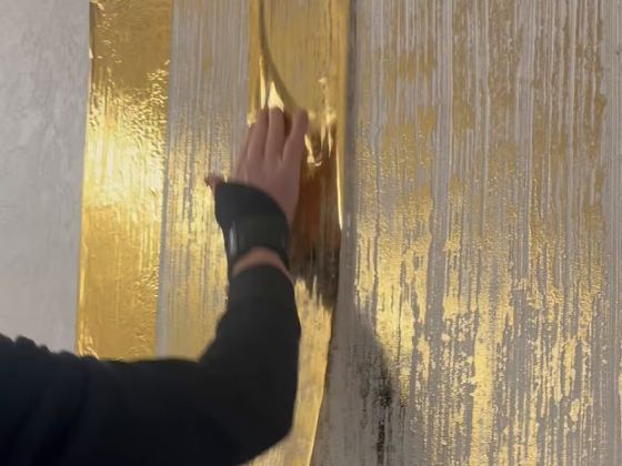 Metallic and foil — Gold Foil over Textured Wall Panels