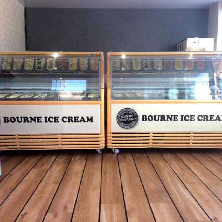 The Bourne Ice Cream counters in the finished parlour