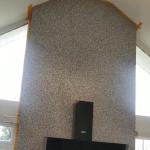 The extractor hood set against the grey glitter finish