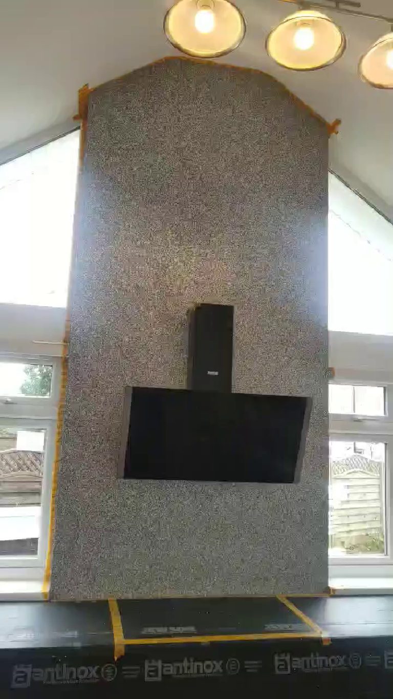 Kitchen Feature Wall in Grey Holographic Glitter