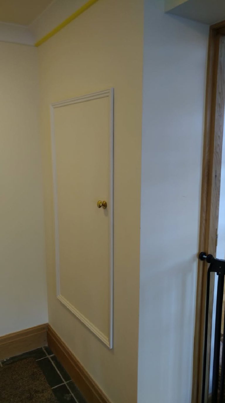 The cupboard door on the hallway wall before coating