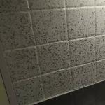 The glitter flake finish over the tiles up close