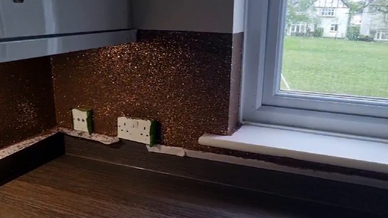 The end of the run where the splashback meets the window reveal