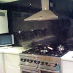Black Lucidato Venetian Plaster with stencilled logo