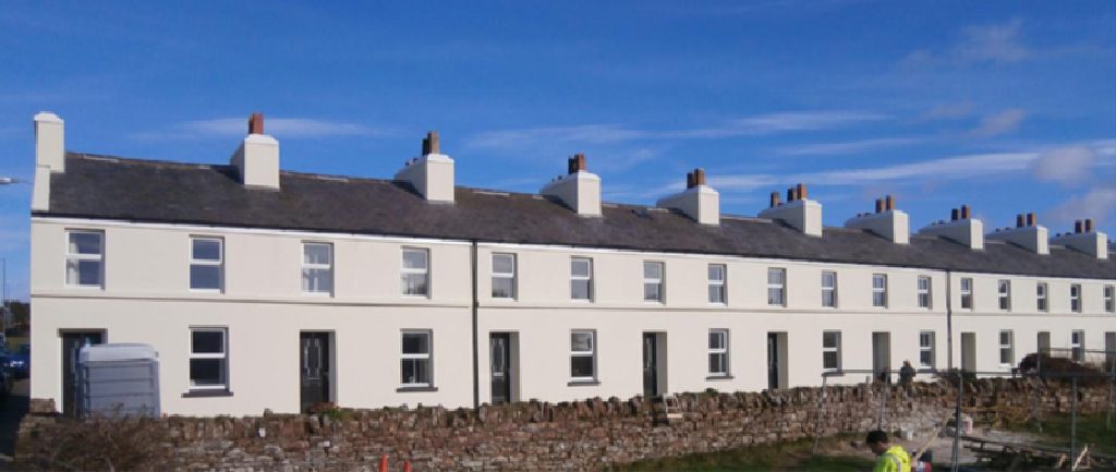 The whole terrace in fresh white lime render