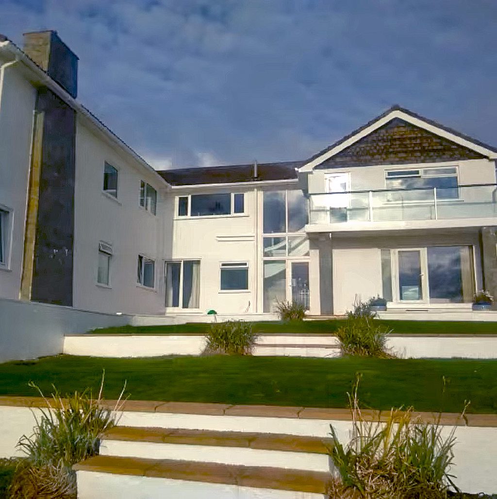 The rear elevation finished in white