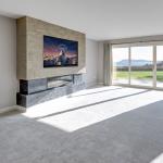 A finished feature fireplace in the Palm Winds show lounge