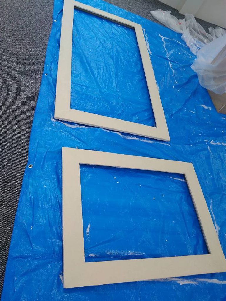A frame drying with the Douglas Bay print laid out