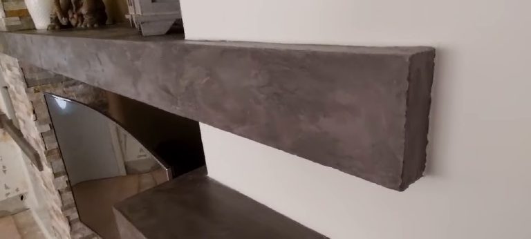 The shelf running off the stone and out onto the plain white plaster