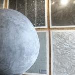 The sphere mid-polish in the workshop