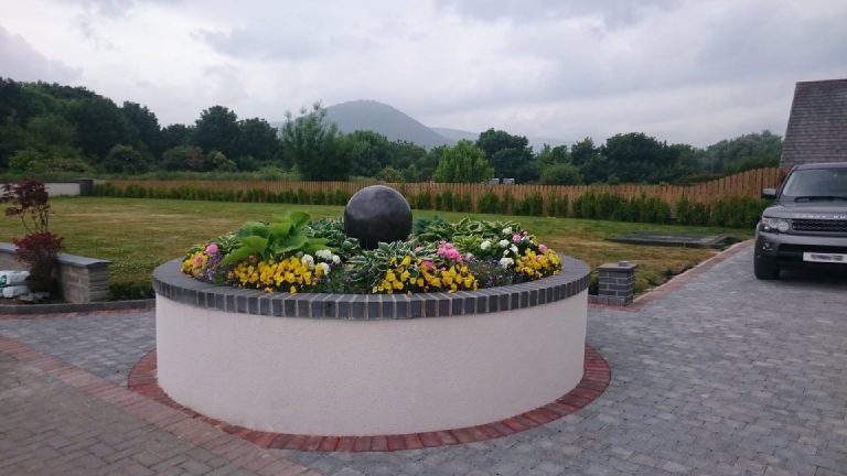 The microcement sphere in its new home
