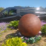 Rust finish developing on the microcement sphere