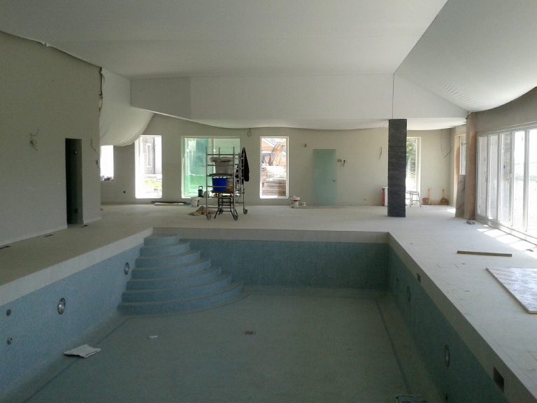 Pool area before we started applying the Venetian plaster