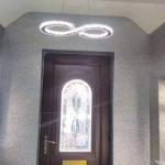 The front door framed in pure silver glitter