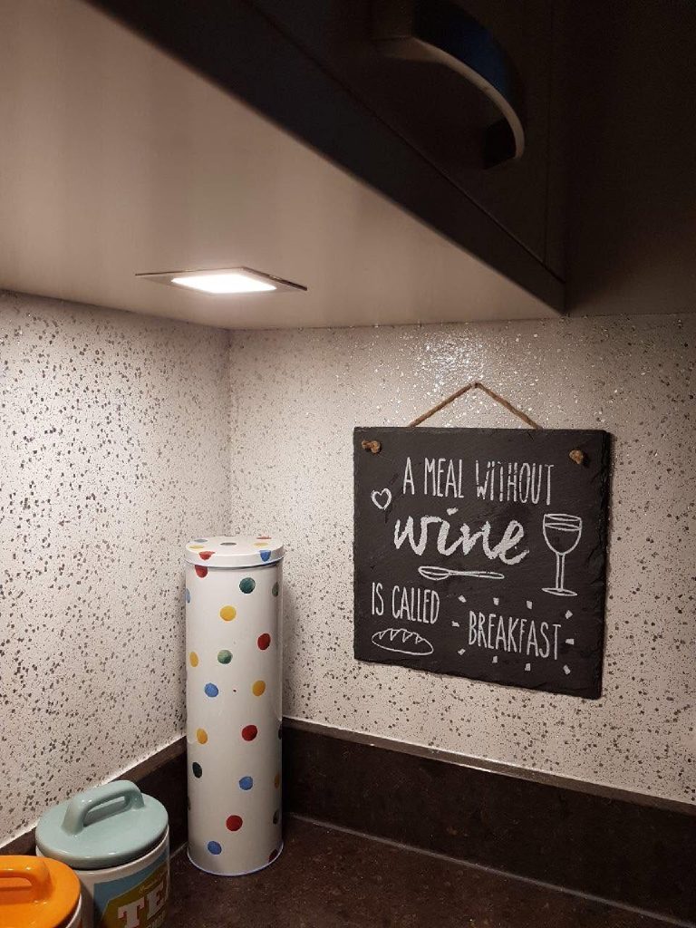 The splash back corner styled and lived-in