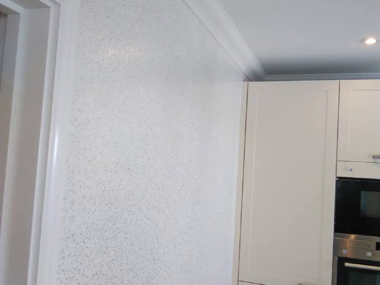 The sparkle carried up the tall wall by the ovens