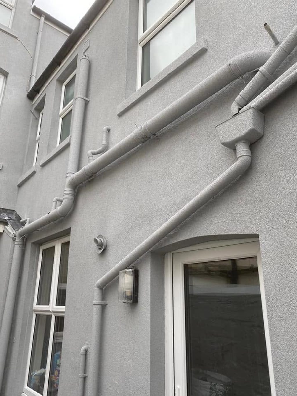The corked rear elevation, pipework and all